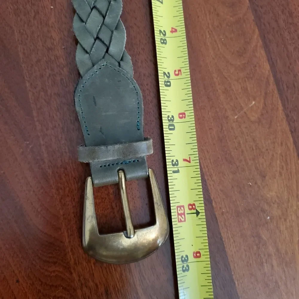 VINTAGE Woven Braided Leather Belt Green Women's Size Small‎